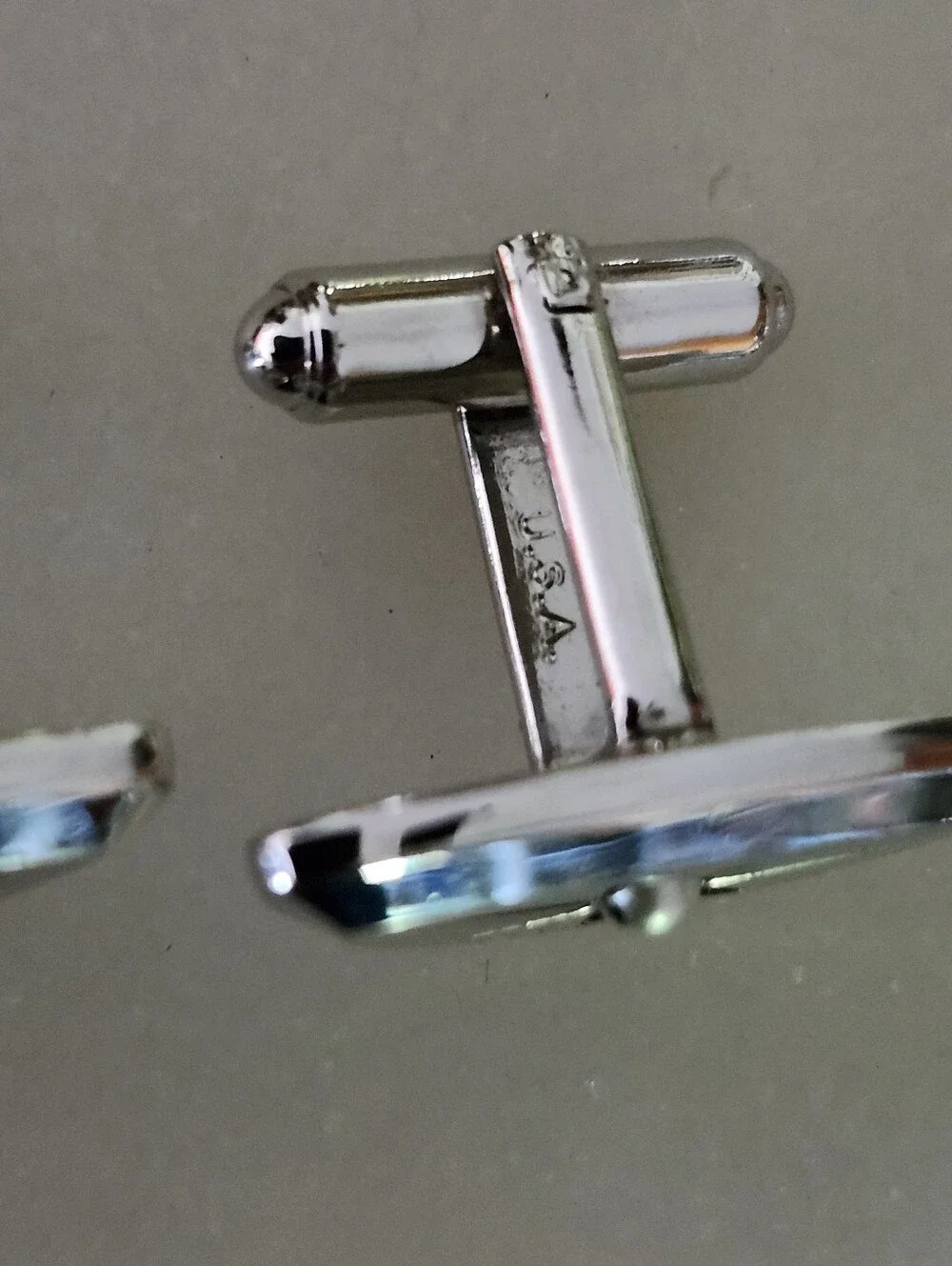 Vtg Mid Century Modern Hickok Silver Tone Cufflinks With Starburst Design